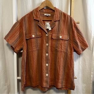 Madewell - Striped Camp Shirt in Cotton-Linen Blend, L
